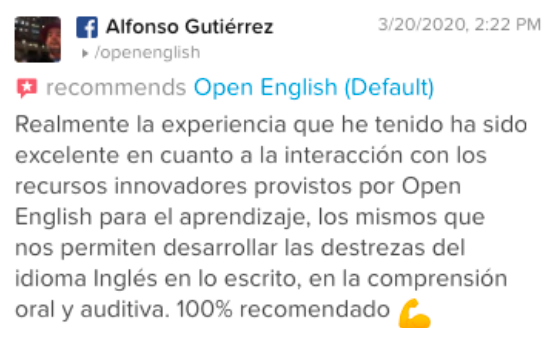 Opinión de Alfonso Gutierrez sobre Open English