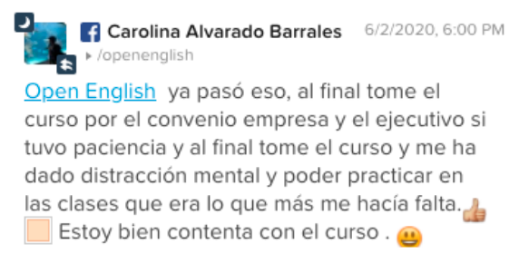 Opinión de Carolina Alvarado Barrales sobre Open English