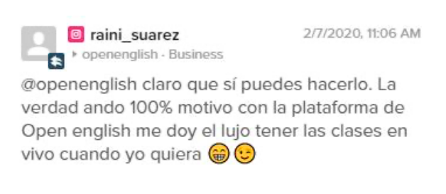 Opinión de Raini Suarez sobre Open English