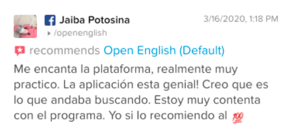 Opinión de Jaiba Potosina sobre Open English