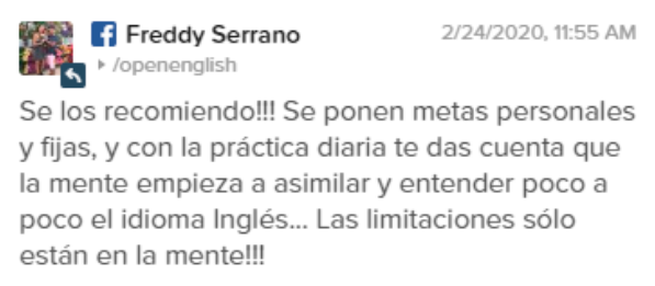 Opinión de Freddy Serrano sobre Open English