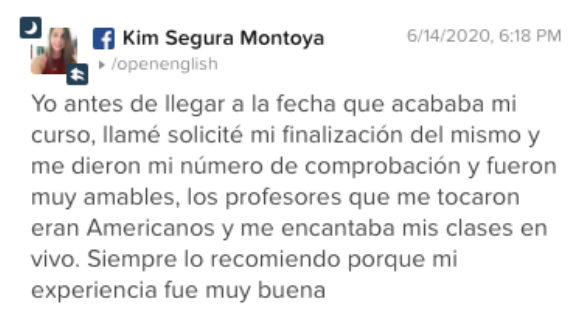 Opinión de Kim Montoya sobre Open English